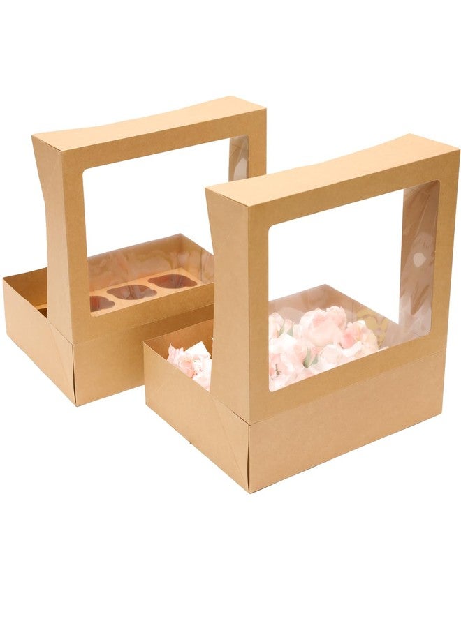 Bakepacker 12 Cupcake Containers 6-Packs Brown Cupcakes Carrier, 12 Cupcake Boxes with Window 13"x10"x3.5" - Image 4