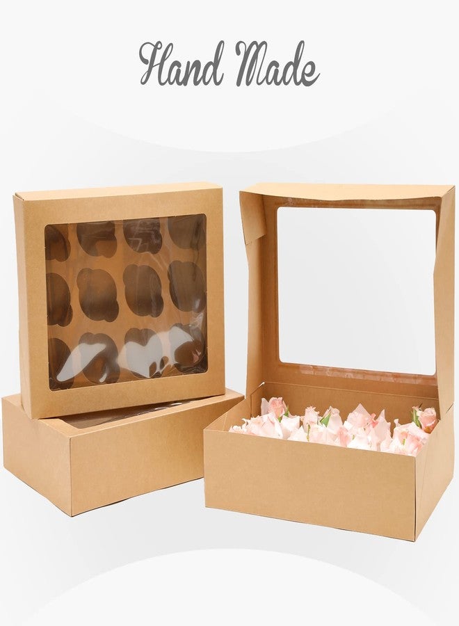 Bakepacker 12 Cupcake Containers 6-Packs Brown Cupcakes Carrier, 12 Cupcake Boxes with Window 13"x10"x3.5" - Image 3