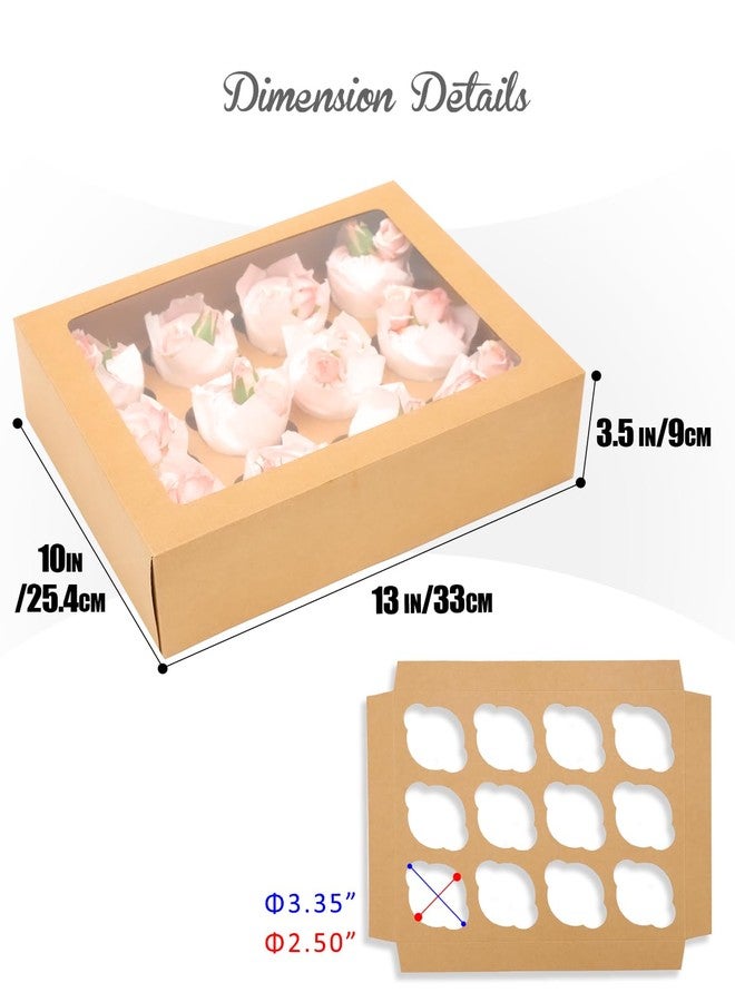 Bakepacker 12 Cupcake Containers 6-Packs Brown Cupcakes Carrier, 12 Cupcake Boxes with Window 13"x10"x3.5" - Image 5
