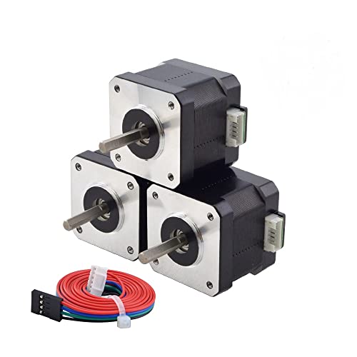 STEPPERONLINE Nema 17 Stepper Motor Bipolar 1.5A 42Ncm 42x42x38mm 1.8deg 4 Wires with 1m Cable and Connector (3 Pack) - Image 1