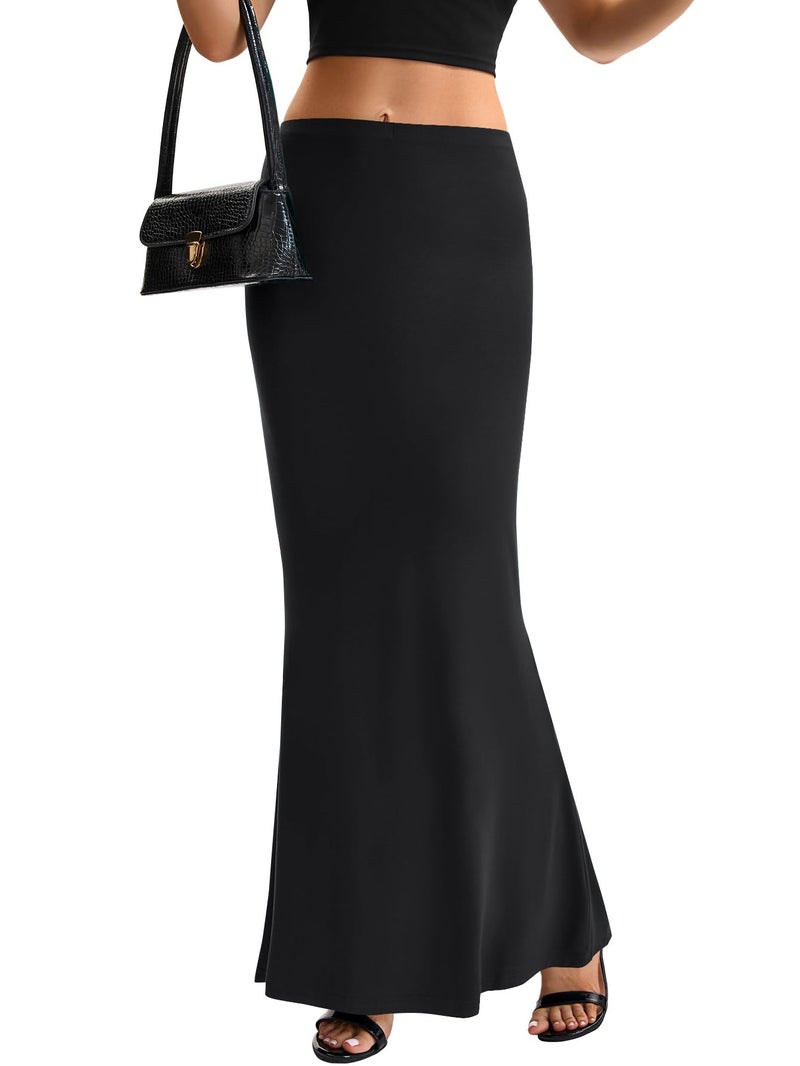 KIFOVEN Women's High Waist Flare Sexy Slim Floor Length Long Maxi Pencil Skirt Solid Black Small - Image 4