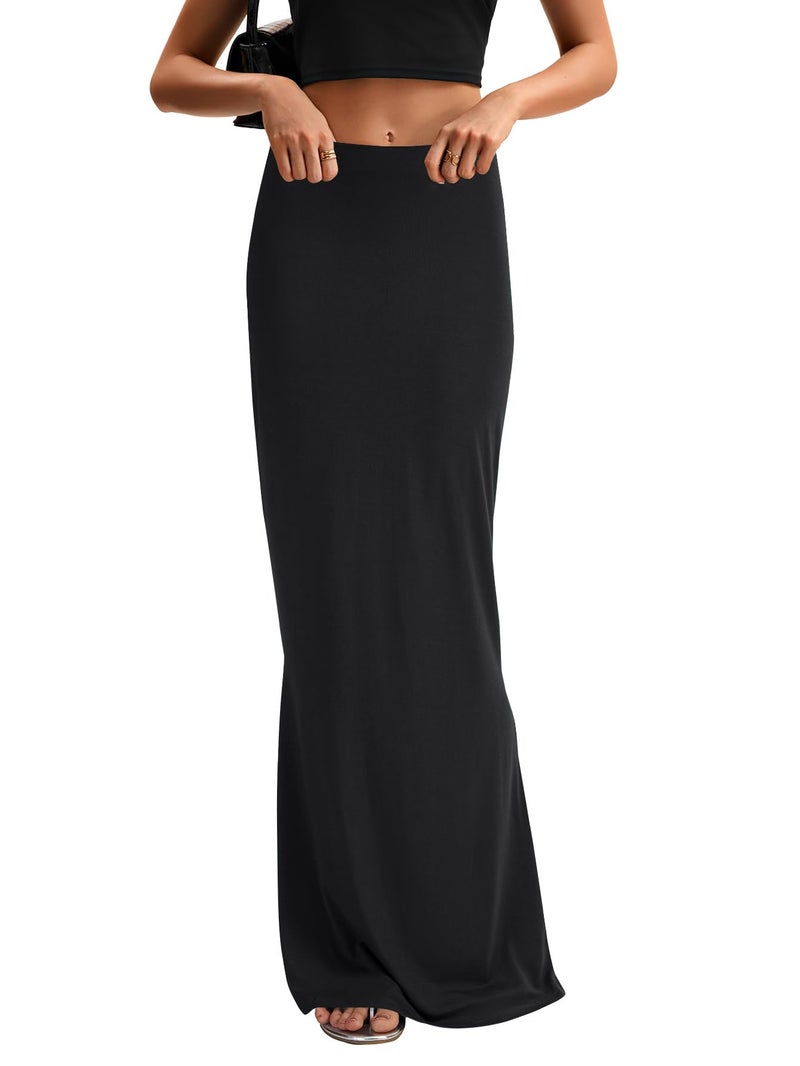 KIFOVEN Women's High Waist Flare Sexy Slim Floor Length Long Maxi Pencil Skirt Solid Black Small - Image 1