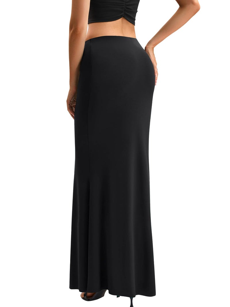 KIFOVEN Women's High Waist Flare Sexy Slim Floor Length Long Maxi Pencil Skirt Solid Black Small - Image 5