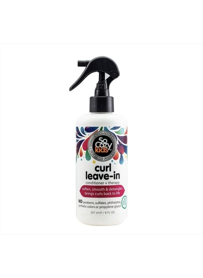 SO COZY SoCozy, Curl Spray LeaveIn Conditioner For Kids Hair Detangles and Restores Curls No Parabens Sulfates Synthetic Colors or Dyes, Jojoba Oil,Olive Oil & Vitamin B5, Sweet-Pea, 8 Fl Oz  - Image 1