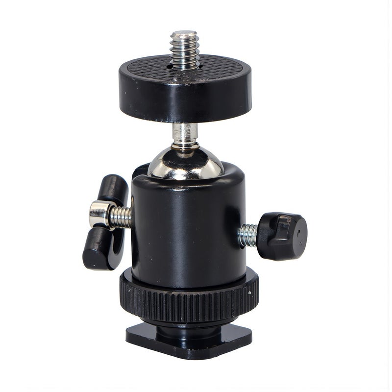 Metal Mini Ball Head Hot Shoe Mount 360 Swivel Camera Tripod Adapter - Image 2