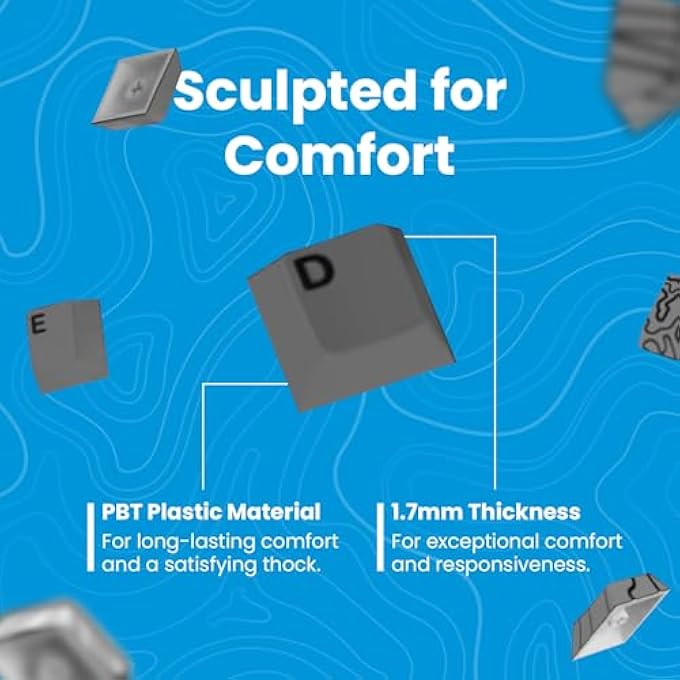 rayihni TOPO CANYON DYE SUB PBT KEYCAPS | 164 KEYCAP SET FOR MECHANICAL KEYBOARD | 1.7MM THICKNESS KEYS - ANSI & ISO SUPPORT KEYS | CHERRY PROFILE MX STYLE SWITCHES | 60%-100% LAYOUTS | GRAY - Image 2