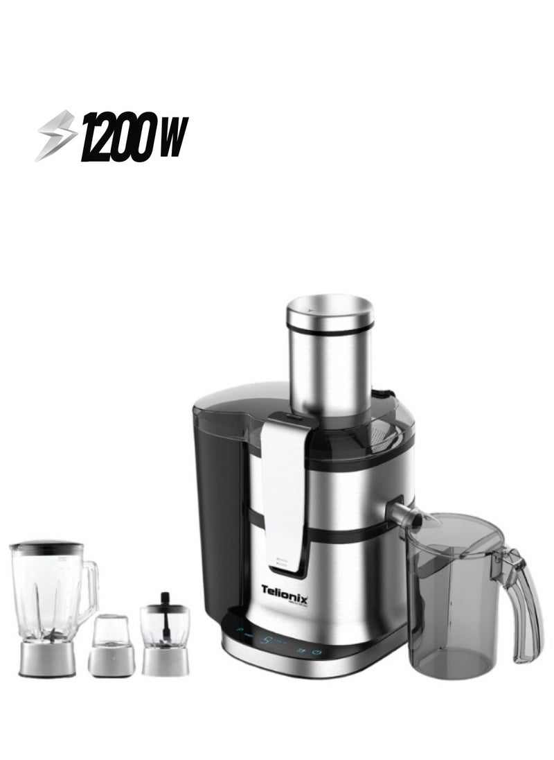 Telionix - Telionix Digital 4 in 1 Juicer & Blender, 1200W Electric Juicer with 5 Speed Control, 2.4L Capacity, Stainless Steel Design, I-Touch Screen, Perfect for Smoothies and Fresh Juices - Image 1