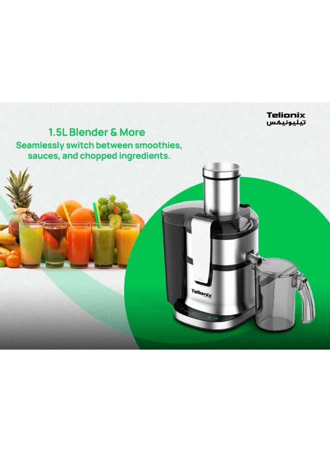 Telionix - Telionix Digital 4 in 1 Juicer & Blender, 1200W Electric Juicer with 5 Speed Control, 2.4L Capacity, Stainless Steel Design, I-Touch Screen, Perfect for Smoothies and Fresh Juices - Image 1