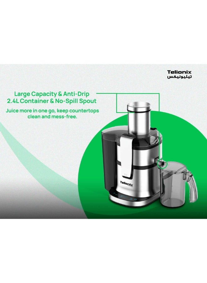 Telionix - Telionix Digital 4 in 1 Juicer & Blender, 1200W Electric Juicer with 5 Speed Control, 2.4L Capacity, Stainless Steel Design, I-Touch Screen, Perfect for Smoothies and Fresh Juices - Image 1