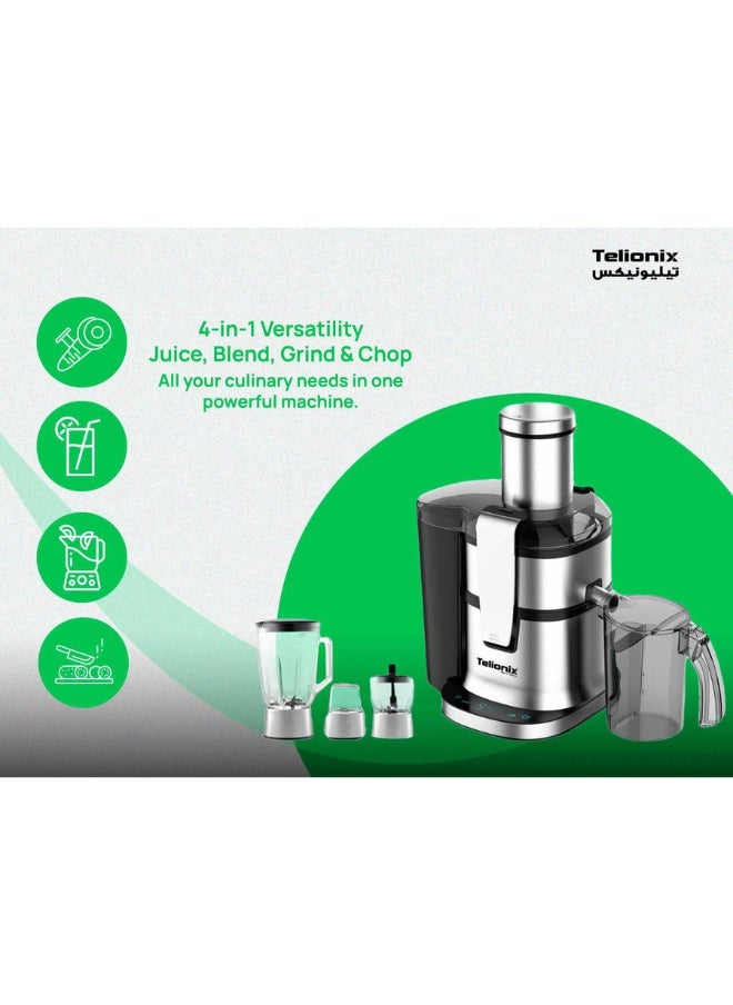 Telionix - Telionix Digital 4 in 1 Juicer & Blender, 1200W Electric Juicer with 5 Speed Control, 2.4L Capacity, Stainless Steel Design, I-Touch Screen, Perfect for Smoothies and Fresh Juices - Image 1