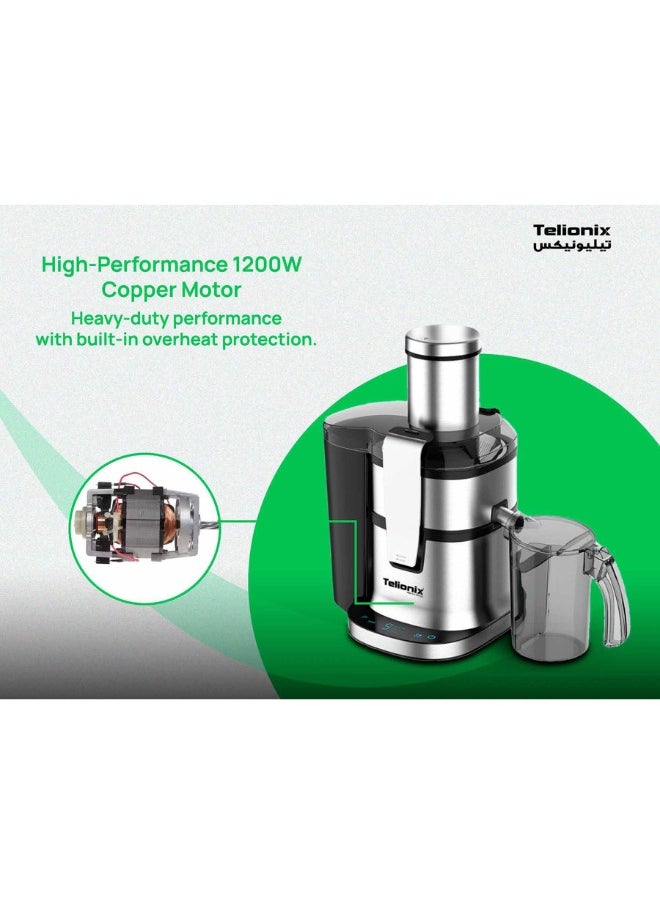 Telionix - Telionix Digital 4 in 1 Juicer & Blender, 1200W Electric Juicer with 5 Speed Control, 2.4L Capacity, Stainless Steel Design, I-Touch Screen, Perfect for Smoothies and Fresh Juices - Image 1