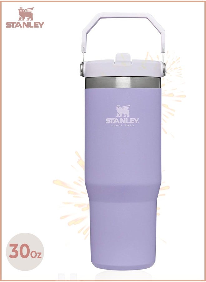 Stanley - IceFlow Stainless Steel Tumbler 30oz, Leak-Resistant, Vacuum Insulated Water Bottle with Straw, Keeps Drinks Cold for 12 Hours or Iced for 2 Days, Ideal for Home, Office, or Travel, Lavender - Image 1