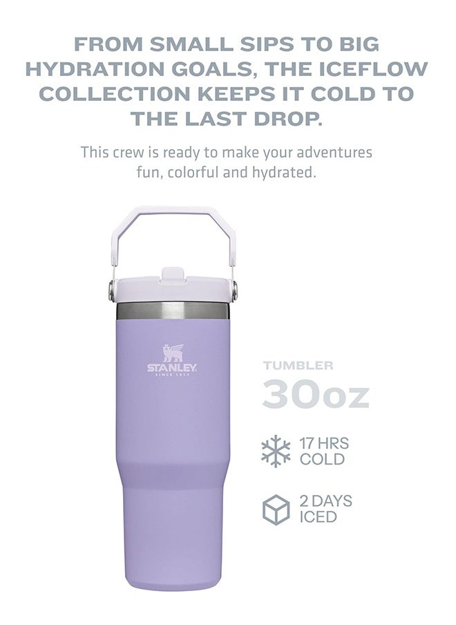 Stanley - IceFlow Stainless Steel Tumbler 30oz, Leak-Resistant, Vacuum Insulated Water Bottle with Straw, Keeps Drinks Cold for 12 Hours or Iced for 2 Days, Ideal for Home, Office, or Travel, Lavender - Image 1