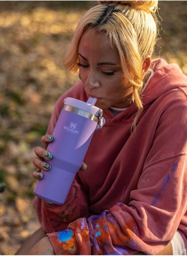 Stanley - IceFlow Stainless Steel Tumbler 30oz, Leak-Resistant, Vacuum Insulated Water Bottle with Straw, Keeps Drinks Cold for 12 Hours or Iced for 2 Days, Ideal for Home, Office, or Travel, Lavender - Image 1