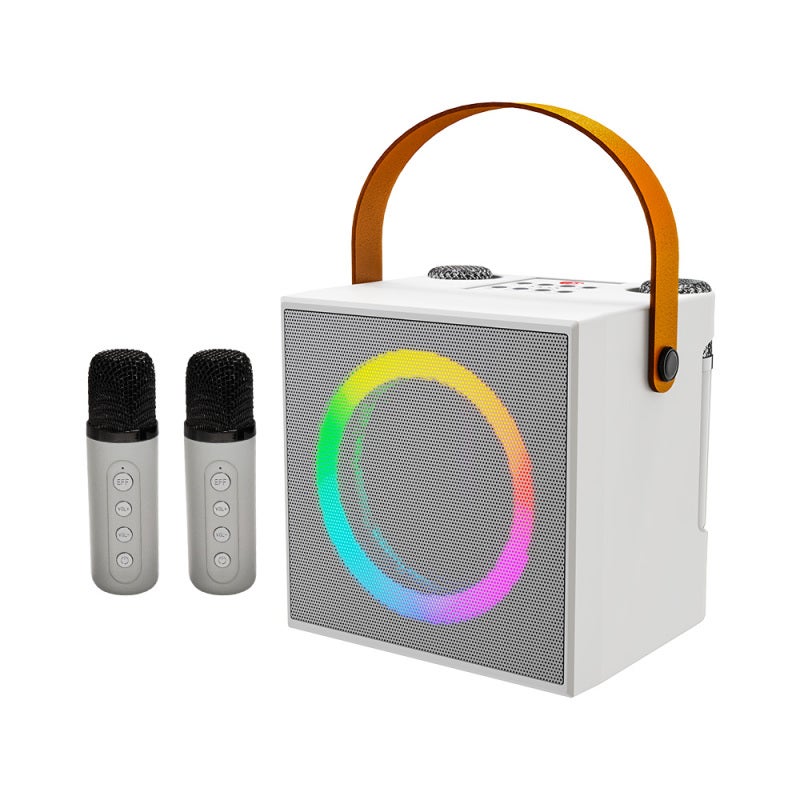 Mini Karaoke Machine: White 10W 4-Inch Driver, High-fidelity Sound - Wireless 2 Microphones, 2000mAh Battery, BT 5.3 Karaoke Speaker for Home Family, Outdoor Parties, Singing Enthusiasts - Image 1