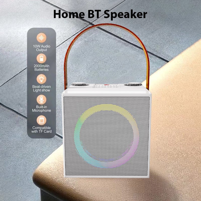 Mini Karaoke Machine: White 10W 4-Inch Driver, High-fidelity Sound - Wireless 2 Microphones, 2000mAh Battery, BT 5.3 Karaoke Speaker for Home Family, Outdoor Parties, Singing Enthusiasts - Image 2