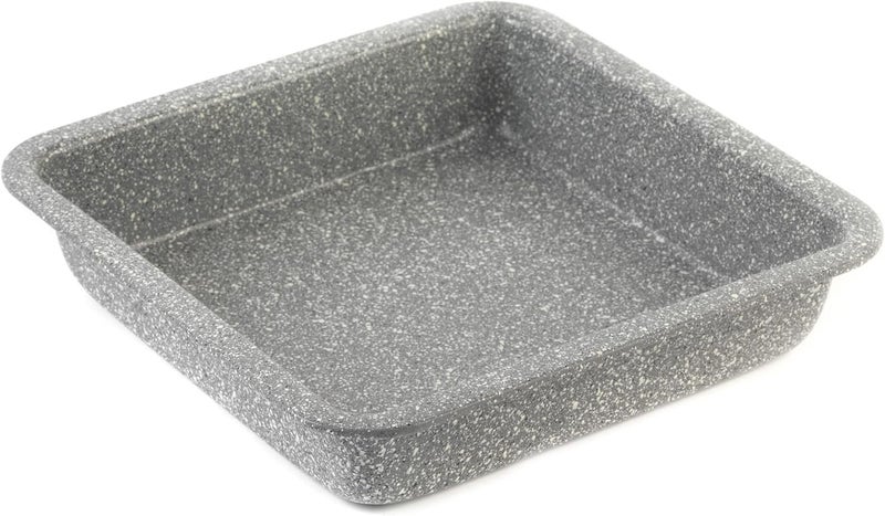 Salter BW02780G Square Pan, Non-Stick Deep Baking Tray, Small Oven Tin For Brownies, Cakes, Roasting Pan For Vegetables, Carbon Steel, Marblestone Collection, Grey, 23 cm Single & bulk storage compatible - Image 1