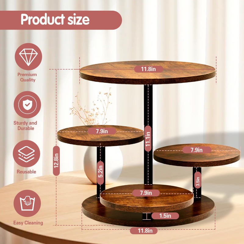 NANXITU 4 Tier Cupcake Tower Stands for 50 Cupcakes,360Â° Rotatable Round Cup Cake Stand with Tiered Tray,Farmhouse Wooden Dessert Table Display Stands for Wedding Birthday Baby Shower Tea Party - Image 5