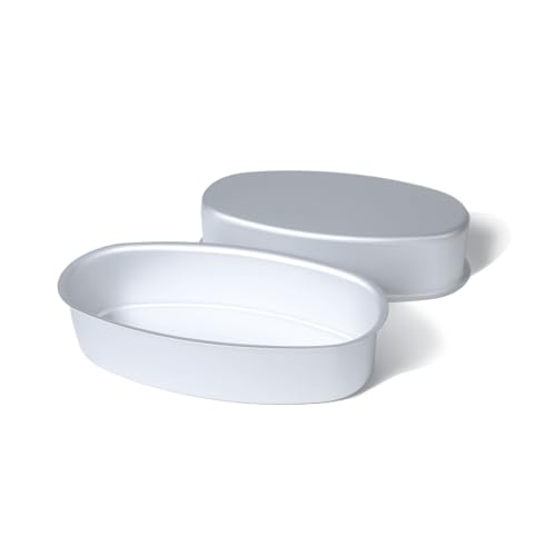 FAQQI llanera leche flan molder filipino,leche flan llanera,2 Pack 8-inch Oval Cheesecake Pan Meatloaf Breads Mold Non-Stick Aluminum Baking Bakeware for Oven and Instant Pot Baking - Image 1