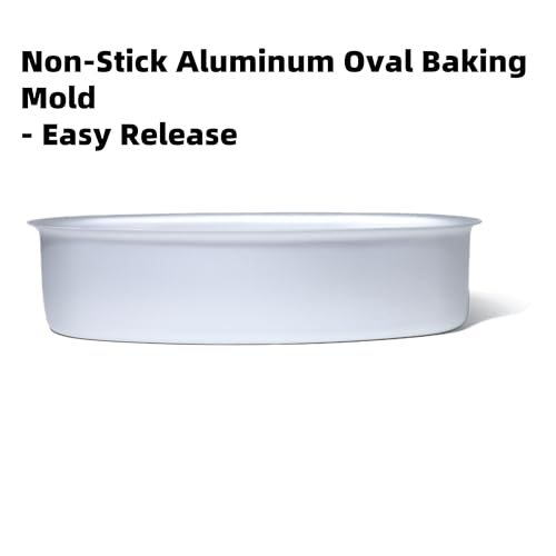 FAQQI llanera leche flan molder filipino,leche flan llanera,2 Pack 8-inch Oval Cheesecake Pan Meatloaf Breads Mold Non-Stick Aluminum Baking Bakeware for Oven and Instant Pot Baking - Image 5