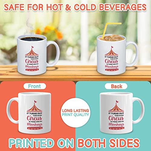 Bubble Hugs Circus Coffee Mug 11 oz, This Is My Circus And These Are My Monkeys Funny Sarcasm Humorous Gift Ceramic for Friends Coworker Employee Men Women, White - Image 3