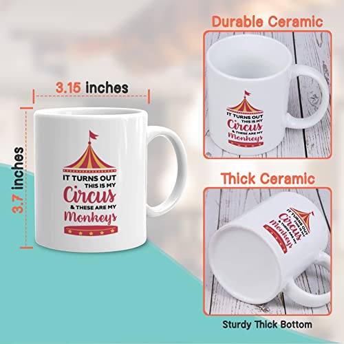 Bubble Hugs Circus Coffee Mug 11 oz, This Is My Circus And These Are My Monkeys Funny Sarcasm Humorous Gift Ceramic for Friends Coworker Employee Men Women, White - Image 4