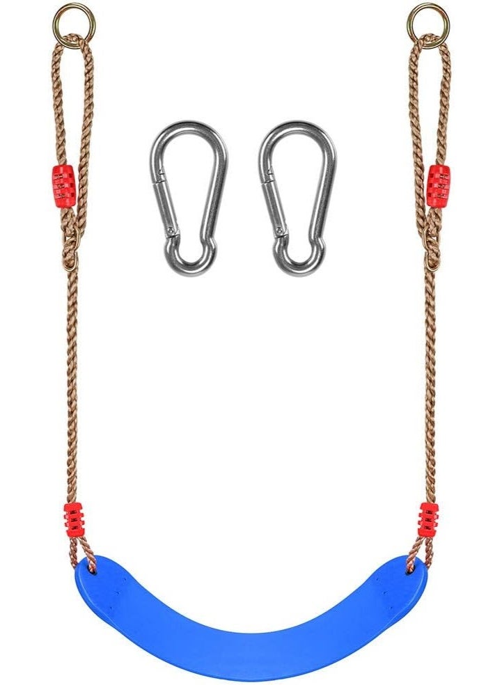 Meetion Child Swing Seat, EVA Soft Plastic Non Slip Hanging Tree Swing Seat with Snap Hook, Length Adjustable Rope, Swing Set for Kid Indoor Outdoor Playground Backyard, 17.3x6.7inch, Blue - Image 1
