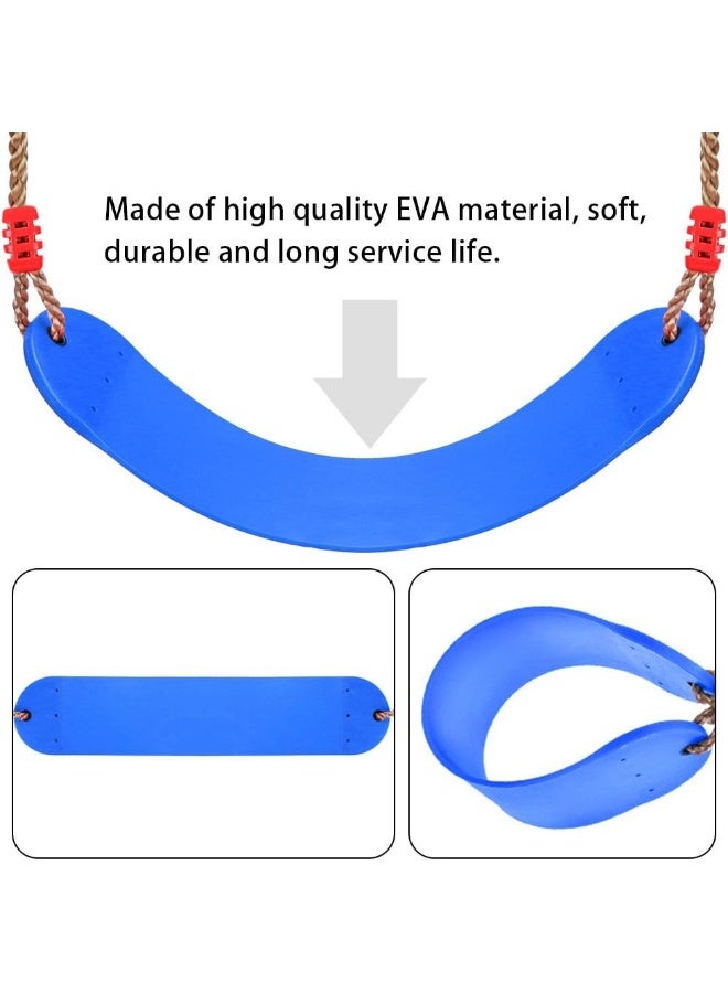 Meetion Child Swing Seat, EVA Soft Plastic Non Slip Hanging Tree Swing Seat with Snap Hook, Length Adjustable Rope, Swing Set for Kid Indoor Outdoor Playground Backyard, 17.3x6.7inch, Blue - Image 5