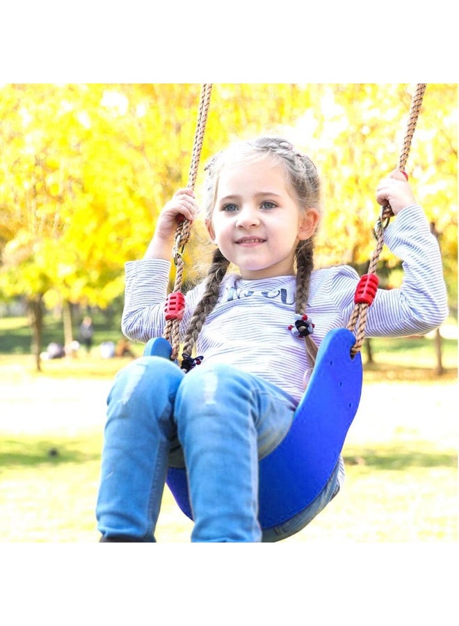 Meetion Child Swing Seat, EVA Soft Plastic Non Slip Hanging Tree Swing Seat with Snap Hook, Length Adjustable Rope, Swing Set for Kid Indoor Outdoor Playground Backyard, 17.3x6.7inch, Blue - Image 3