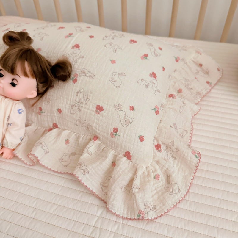 Bulutu Rabbit Floral Toddler Pillowcase Muslin Cotton Kids Pillow Case Standard Size  20""X26""  Soft Breathable Children Bedding Pillow Cover For Girls Boys 1 Piece  Bunny Pattern - Image 5