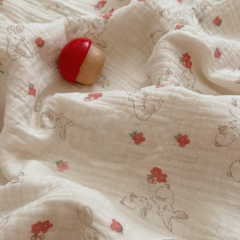 Bulutu Rabbit Floral Toddler Pillowcase Muslin Cotton Kids Pillow Case Standard Size  20""X26""  Soft Breathable Children Bedding Pillow Cover For Girls Boys 1 Piece  Bunny Pattern - Image 3