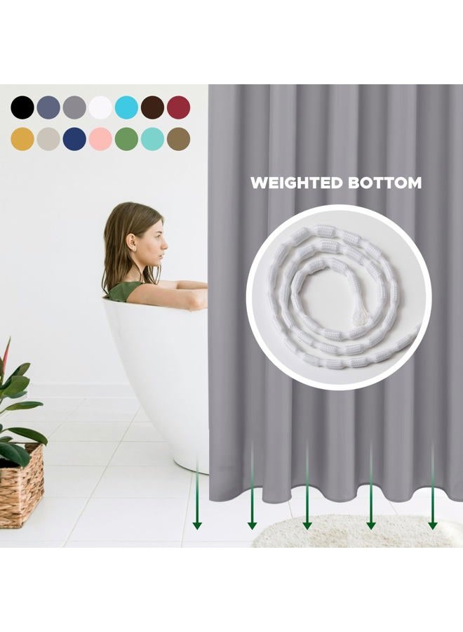 Biscaynebay Hotel Quality Fabric Shower Curtain Liners, Water Resistant Bathroom Curtains, Rust Resistant Grommets Top Weighted Bottom Machine Washable, Silver Grey 72 Inch by 72 Inch - Image 2