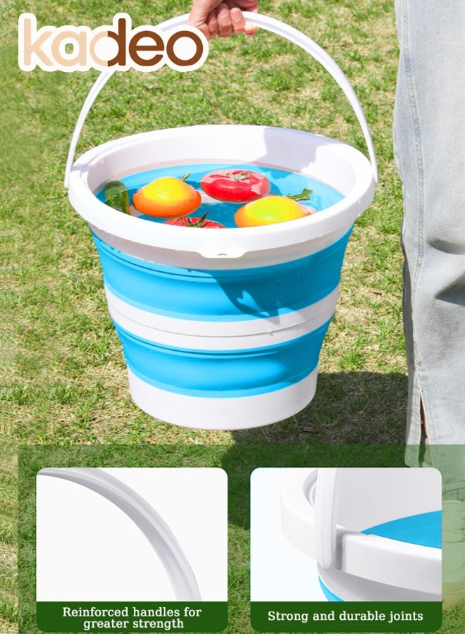 kadeo 10L Collapsible Bucket, 2.6 Gallon Cleaning Bucket, Mop Bucket, Folding Foldable Portable Plastic Water Supplies, for Outdoor Garden Camping Fishing Car Wash Space Saving Water Bucket Blue - Image 4