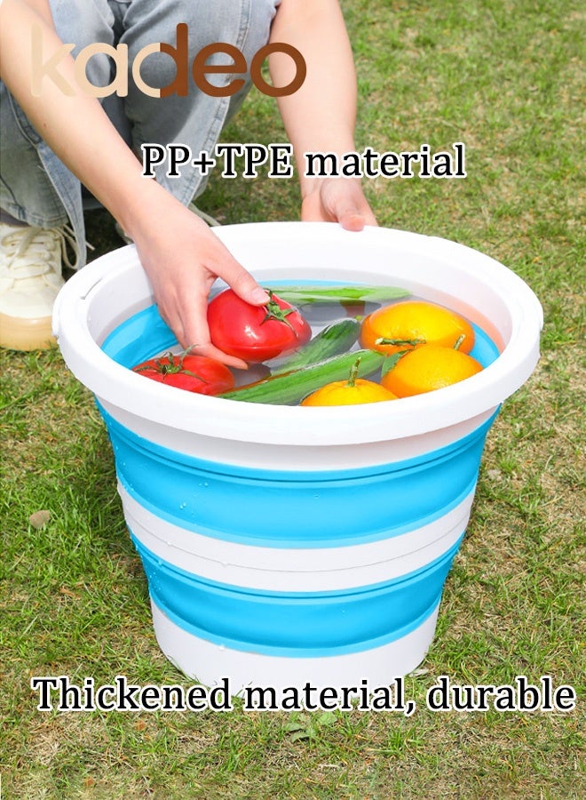 kadeo 10L Collapsible Bucket, 2.6 Gallon Cleaning Bucket, Mop Bucket, Folding Foldable Portable Plastic Water Supplies, for Outdoor Garden Camping Fishing Car Wash Space Saving Water Bucket Blue - Image 2