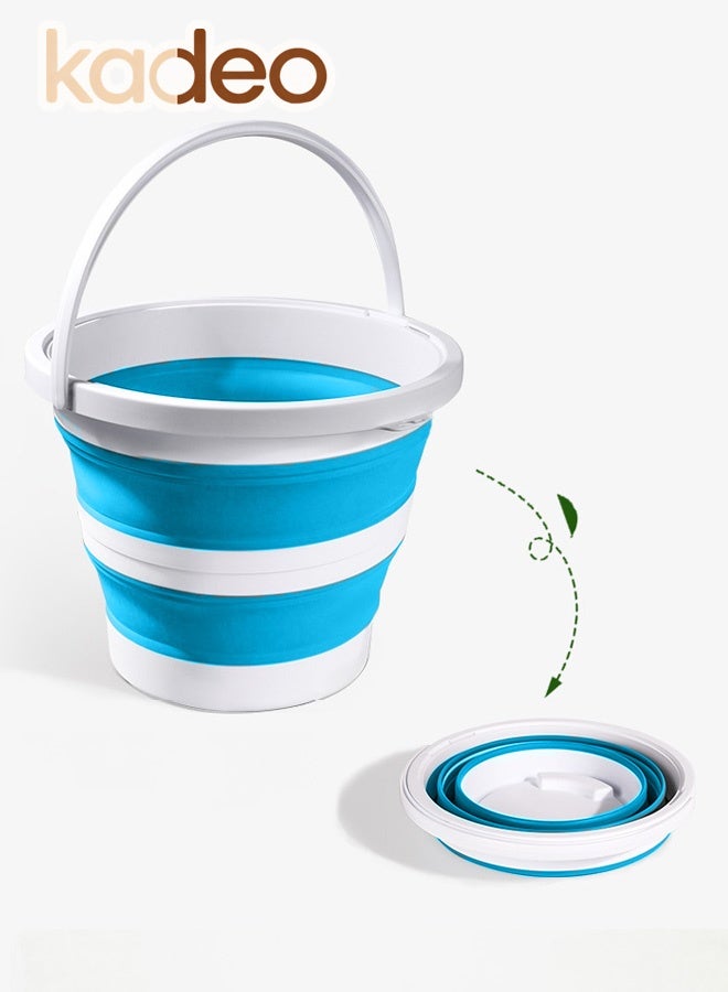 kadeo 10L Collapsible Bucket, 2.6 Gallon Cleaning Bucket, Mop Bucket, Folding Foldable Portable Plastic Water Supplies, for Outdoor Garden Camping Fishing Car Wash Space Saving Water Bucket Blue - Image 1