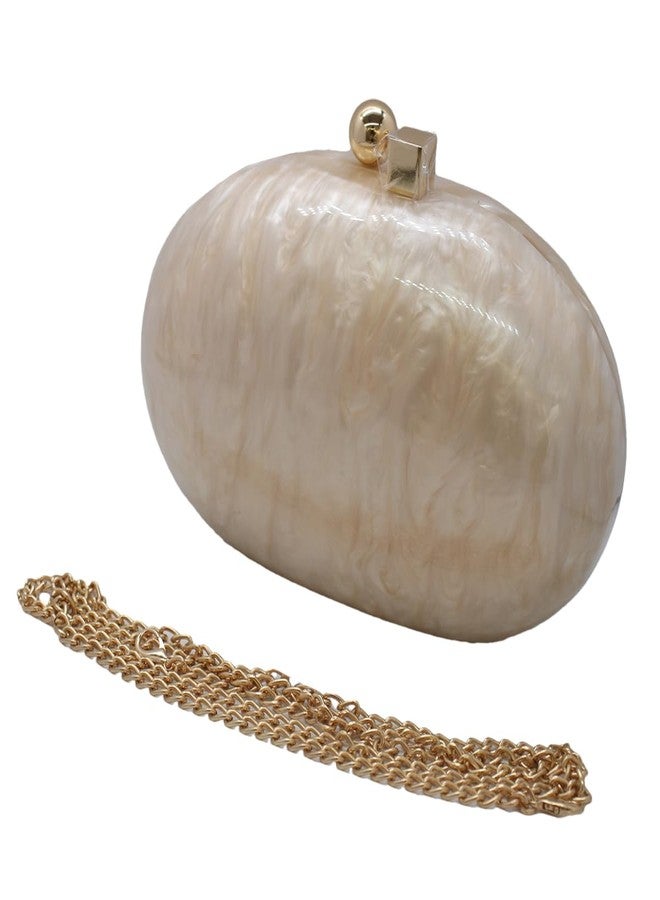 GSYPS Acrylic Evening Clutch Bag for Women Shell Shape Shoulder Crossbody Bag Glitter Marble Purse Handbag Champagne 1, GSEB001 - Image 5
