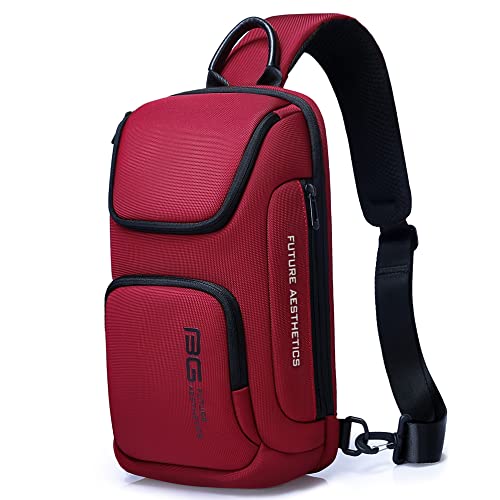 BANGE Sling Bag for Men,Shoulder bags Crossbody Sling Backpack for Men and Women, Red, Durable - Image 1