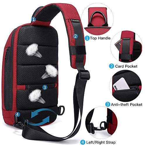 BANGE Sling Bag for Men,Shoulder bags Crossbody Sling Backpack for Men and Women, Red, Durable - Image 4