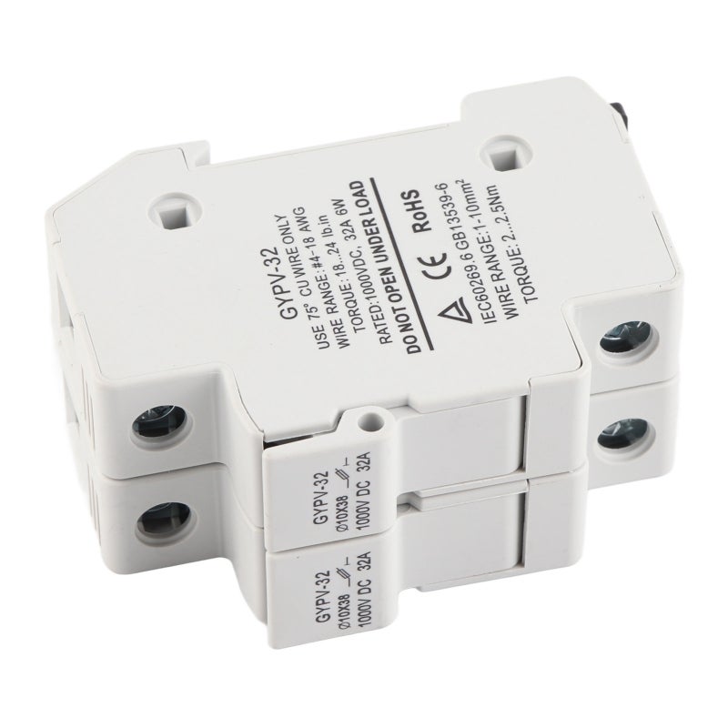 GEYA PV Fuse Holder Set with 2pcs 20A 10x38mm Photovoltaic Fuses - 20kA High Breaking Capacity Porcelain Fuse for PV Power Station and Inverter System - Image 5