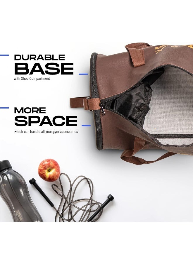 Vector X Leather Gym Duffel Bag – Premium Shoulder Bag for Men & Women, Gym Accessories & Travel, Durable | Brown - Image 5