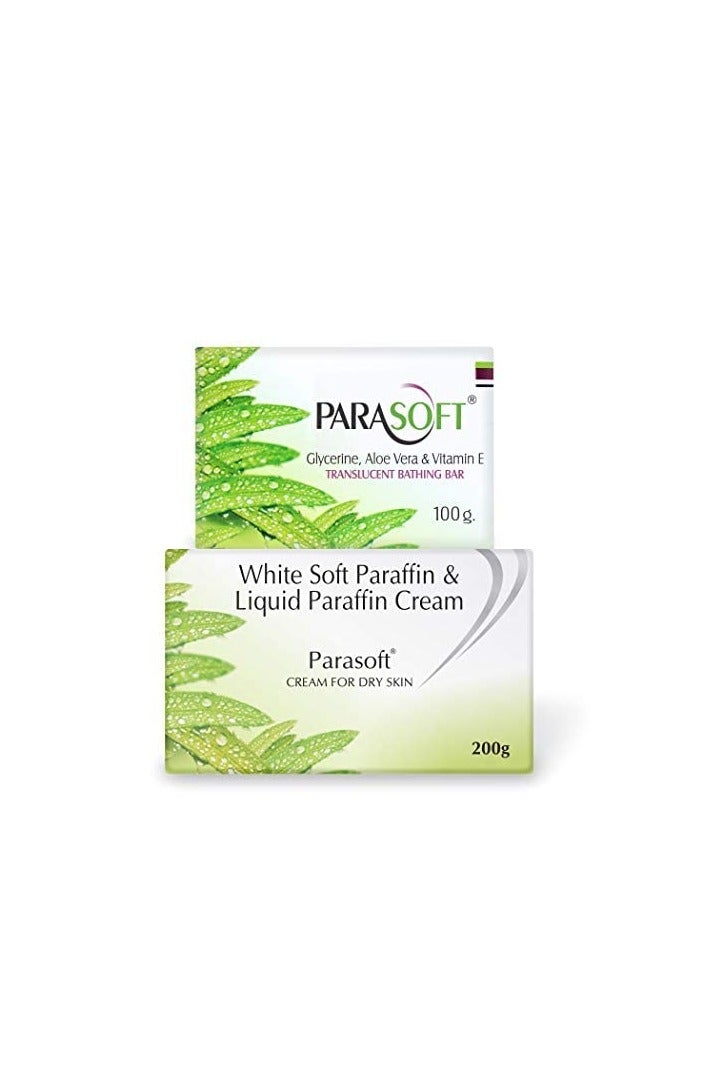 باراسوفت مجموعة باراسوفت من كريم الشتاء المغذي والترطيب المكثف - كريم شتوي 200 جم ومنظف ومرطب للجسم - صابون الاستحمام - 100 جم بالصبار والجلسرين للبشرة الجافة خالي من البارابين - Image 1