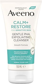 Aveeno Face CalmRestore Gentle PHA Exfoliating Cleanser 1x 150ml With Oat Oil and Naturally Derived PHA Face Cleanser for Sensitive Skin Exfoliator Gentle Enough for Daily Use - Image 1