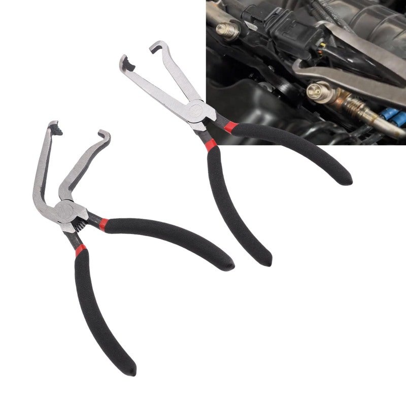 Electrical Disconnect Plier: 2-Piece Set High Carbon Steel - Efficient Quick Disassembly Ergonomic Comfortable Grip Straight & Elbow Head Plier for Automotive Electrical Connector Spark Plug Hose Fuel - Image 5