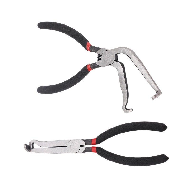 Electrical Disconnect Plier: 2-Piece Set High Carbon Steel - Efficient Quick Disassembly Ergonomic Comfortable Grip Straight & Elbow Head Plier for Automotive Electrical Connector Spark Plug Hose Fuel - Image 1