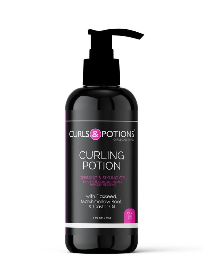 Curls & Potions كيرلز آند بوتشنز - جل تصفيف الشعر كيرلينج بوشن - جل بذور الكتان الطبيعي بالكامل للشعر المجعد أو الملفوف أو المموج - 8 أونصة - Image 1