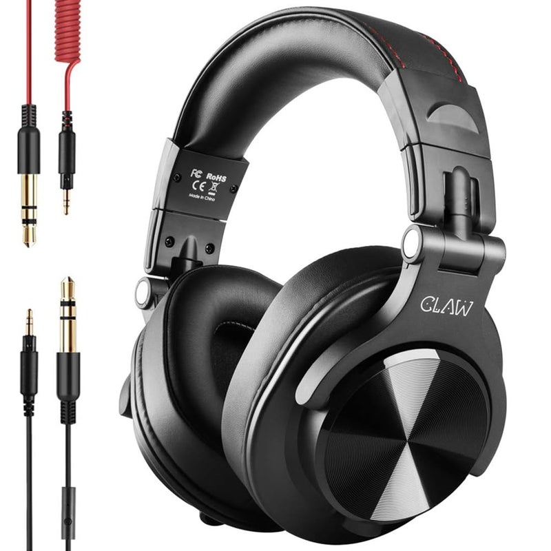 CLAW SM50 PRO Professional Studio Monitoring DJ Wired Headphone with Protein Leather Cushions | 2 Detachable Cables (2.8m Coiled & 1.2m Straight Cable with Mic and in Line Control) Black - Image 1