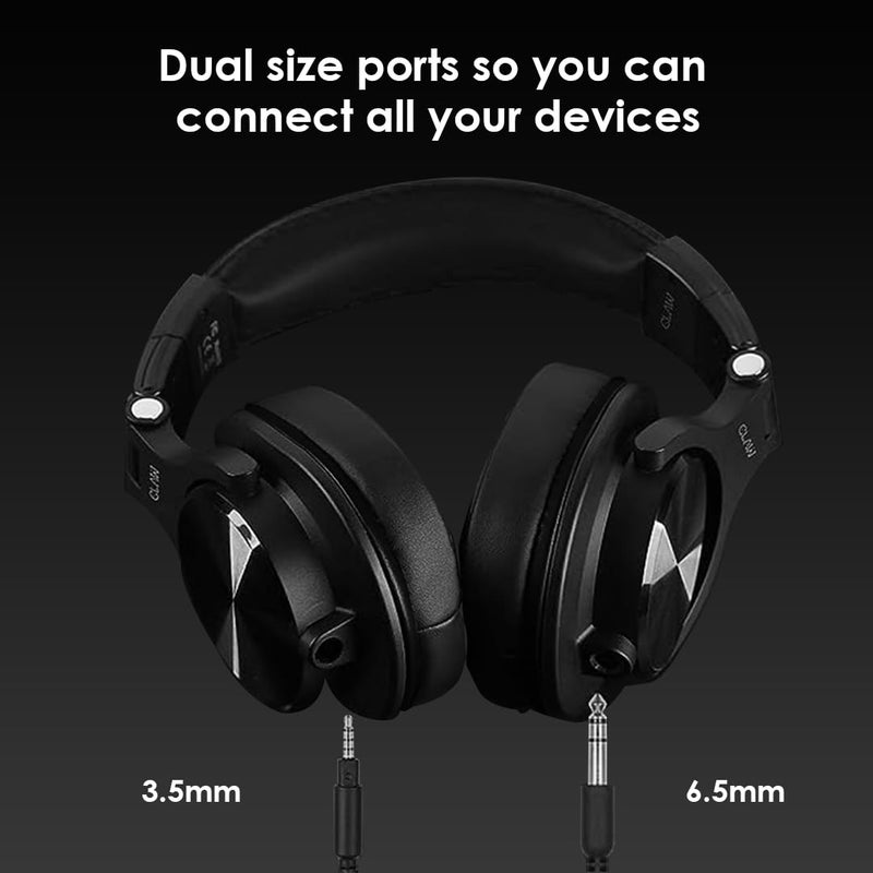 CLAW SM50 PRO Professional Studio Monitoring DJ Wired Headphone with Protein Leather Cushions | 2 Detachable Cables (2.8m Coiled & 1.2m Straight Cable with Mic and in Line Control) Black - Image 4