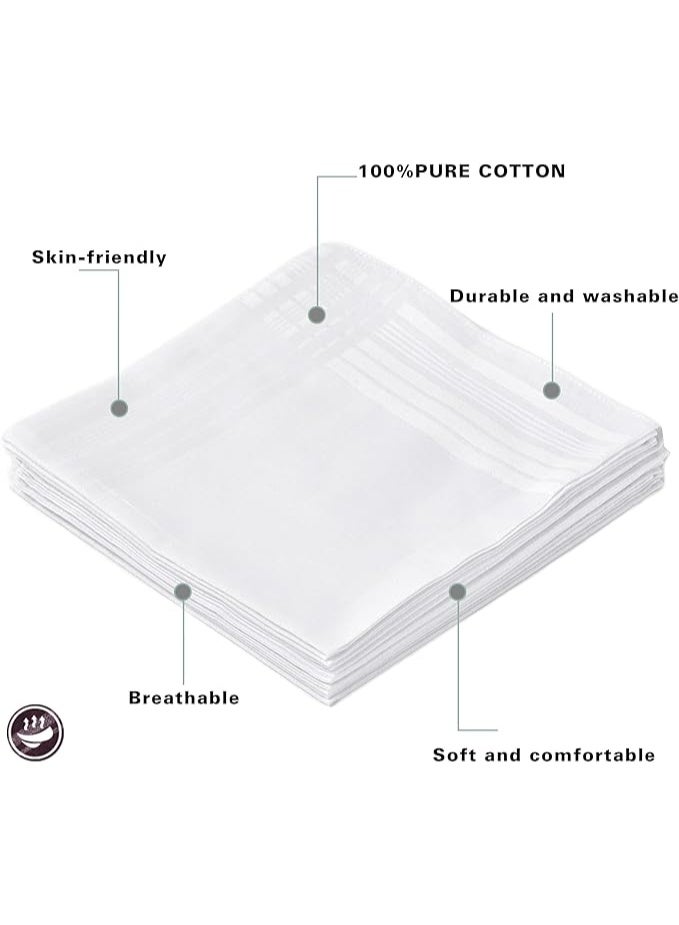 Men's Pure White 100% Cotton Handkerchief - Image 2