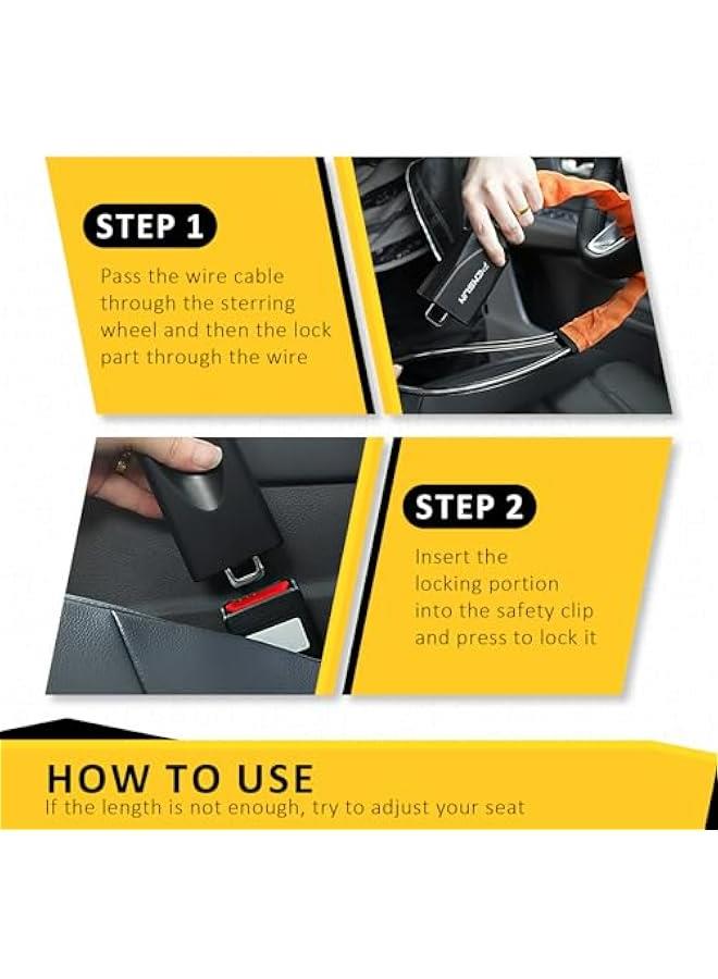 Generic Universal Car Steering Wheel Lock, Anti-Theft Security Device with 3 Keys, Fits Most Vehicles including Truck SUV Van Golf Car, Orange Color.  - Image 5