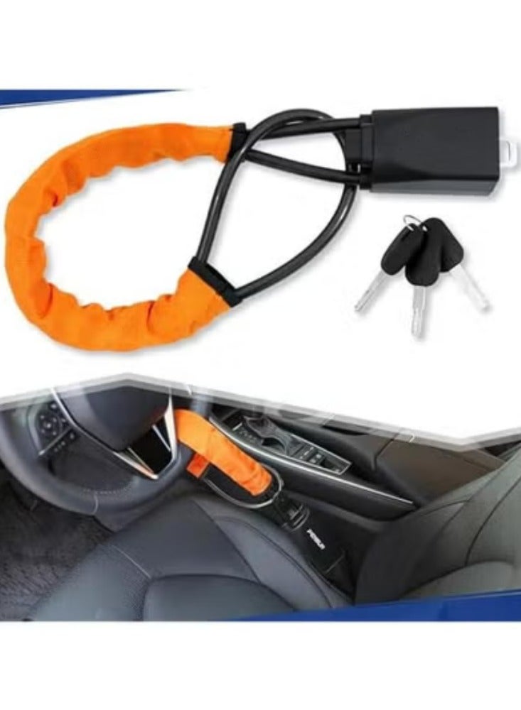 Generic Universal Car Steering Wheel Lock, Anti-Theft Security Device with 3 Keys, Fits Most Vehicles including Truck SUV Van Golf Car, Orange Color.  - Image 1